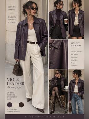 VALERIE STEVENS GENUINE Violet Leather Jacket